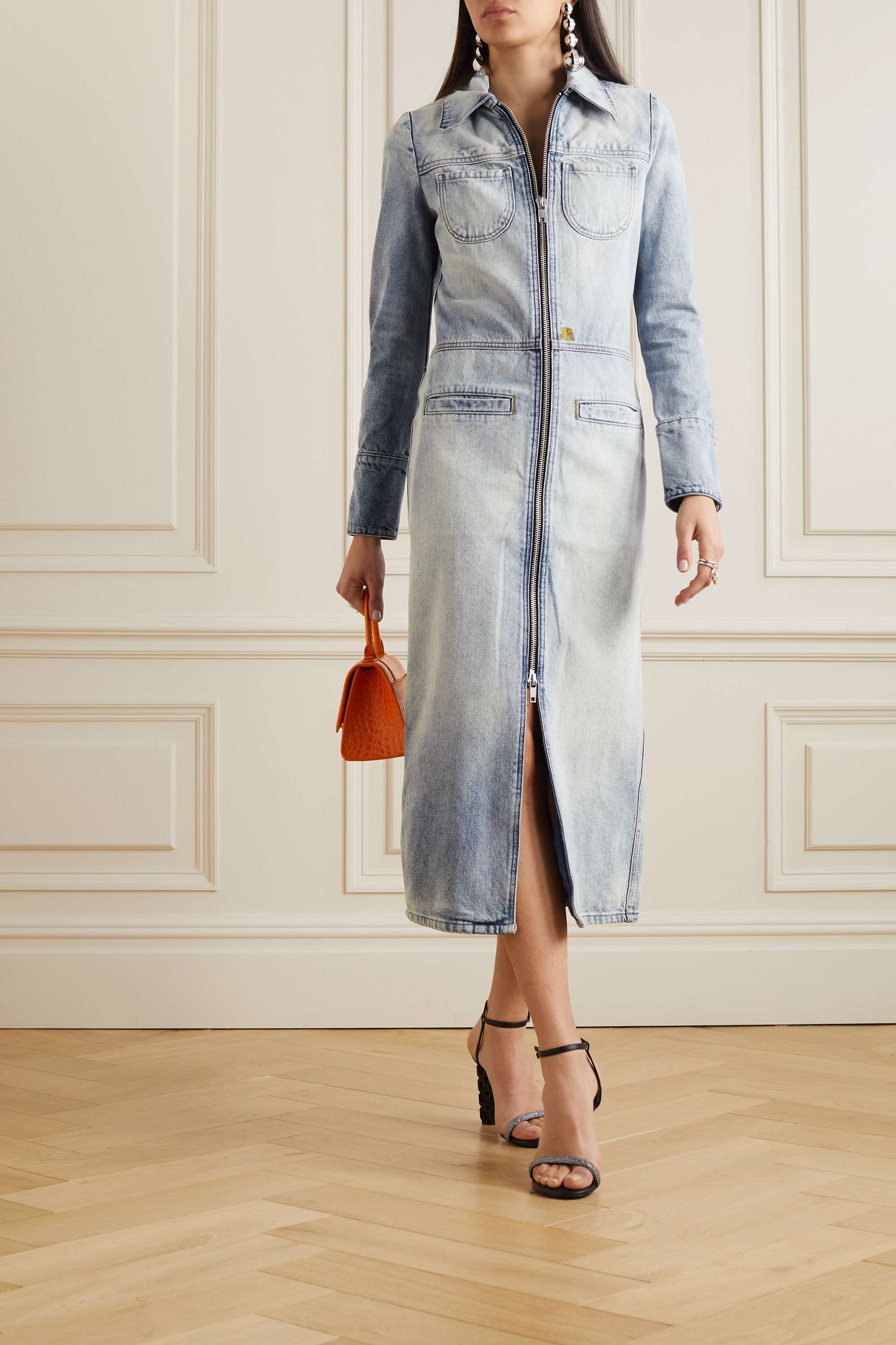 Courrèges Knee-length Denim Jacket In Blue
