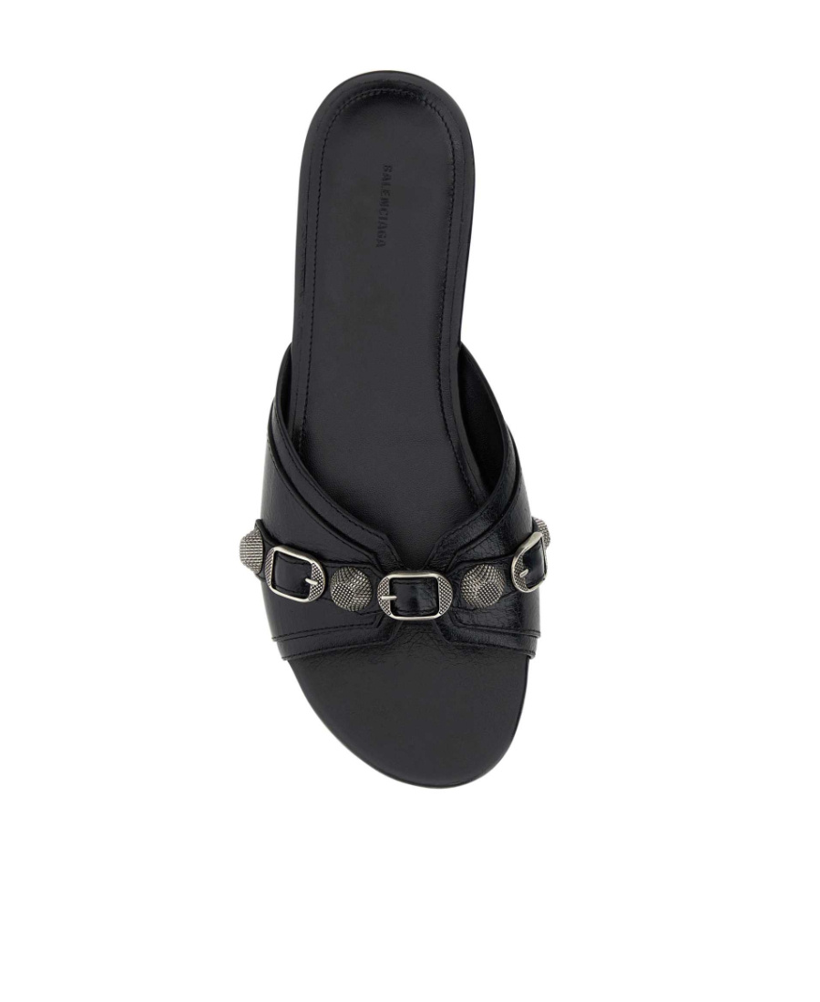 Balenciaga Open-toe Sandals With Decorative Buckle Detail In Black