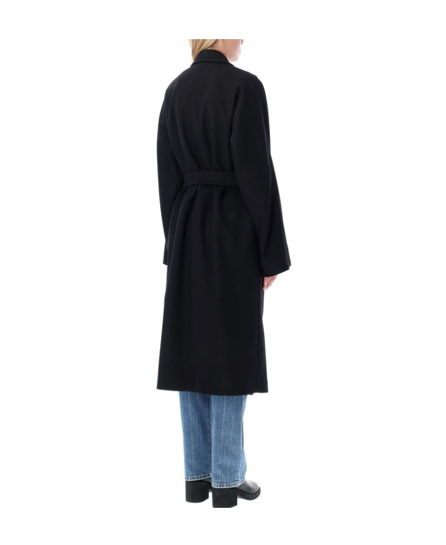 Stella Mccartney Double-breasted Belted Mid-length Coat In Black