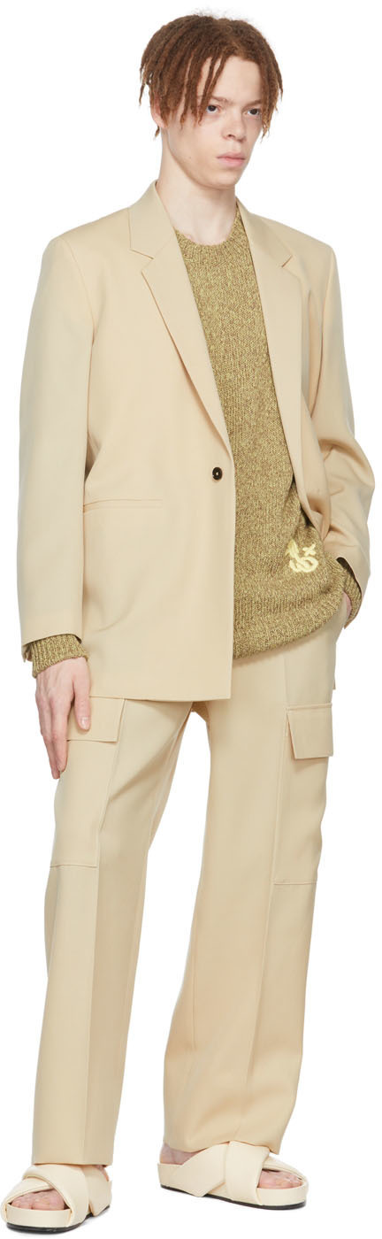 Jil Sander Ssense Exclusive Beige Wool Blazer In Nude