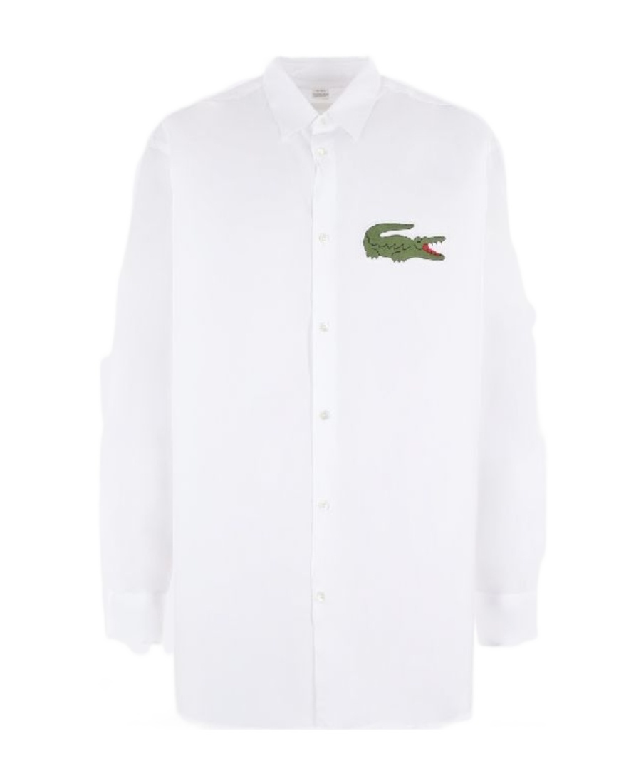 Comme Des Garçons Shirt Collaboration With Lacoste Featuring Button-down Collar In White