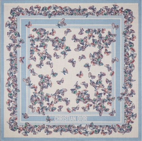 Dior Pattern Silk Scarf In Gray