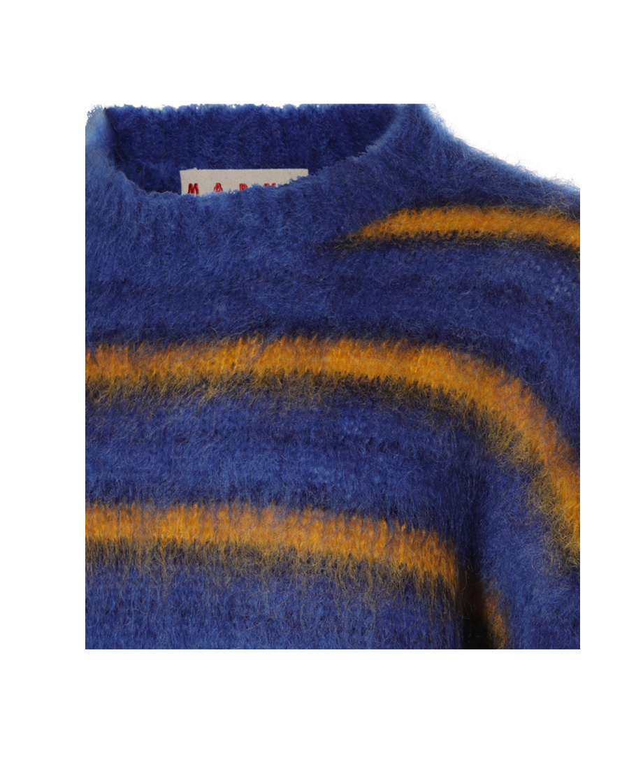 Shop Marni Crew-neck Striped Jumper In Blue