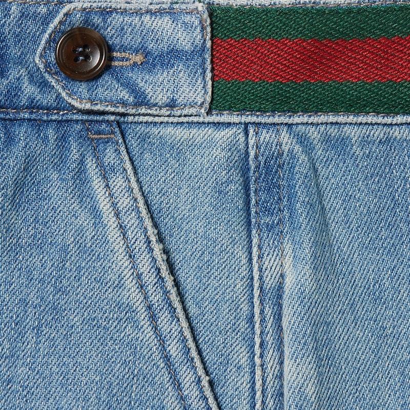 GUCCI CHILDREN'S DENIM MINI SKIRT WITH WEB