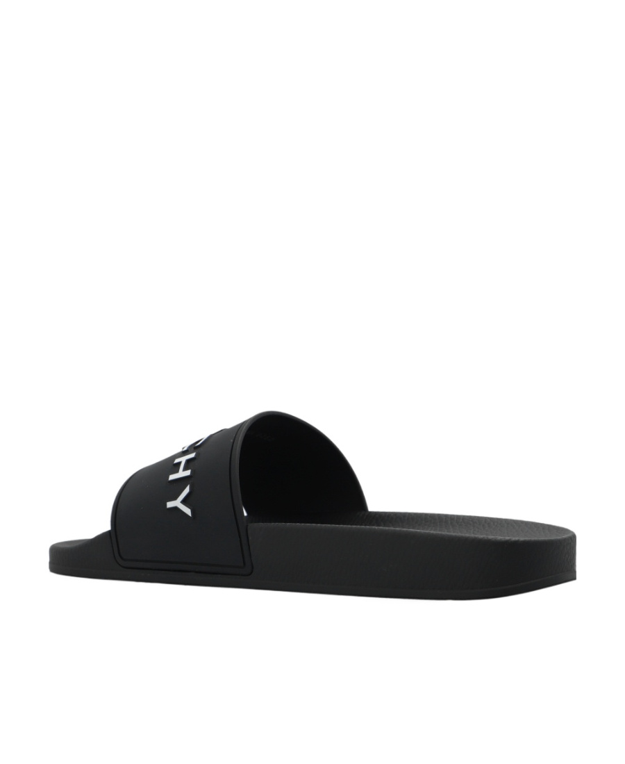 Shop Givenchy Slide Flat Sandals In Rubber In Black