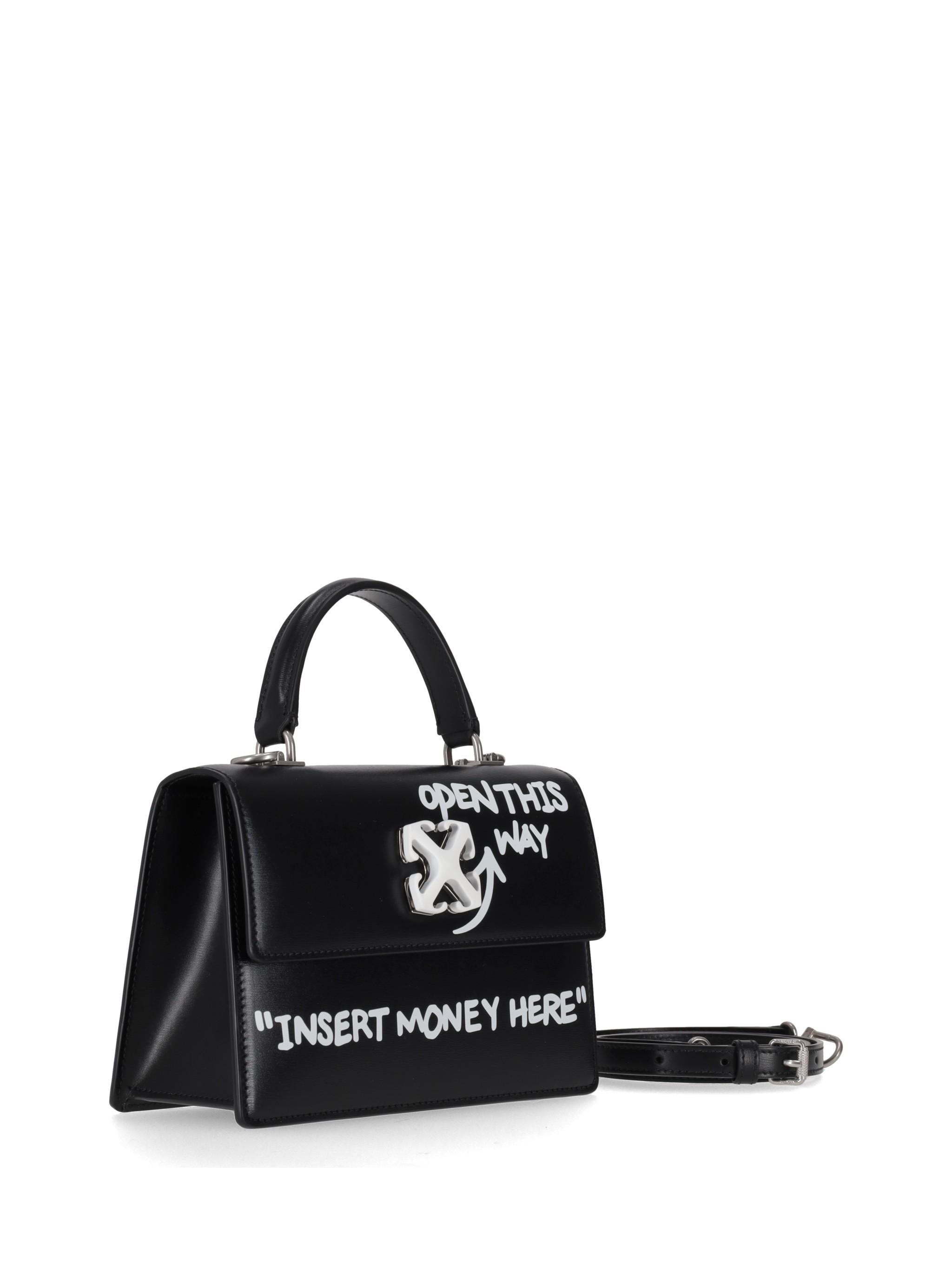 Off-white Jitney 1.4 Handbag With Lettering In Black