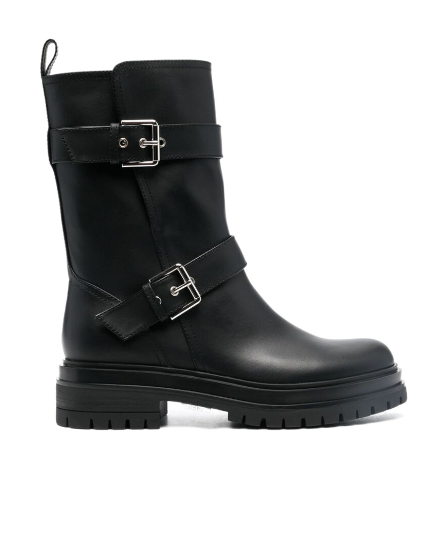 Gianvito Rossi Thiago Black Leather Mid-height Boots In Black