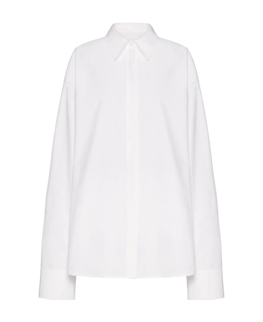 Valentino Compact Popeline Cotton Shirt In Optical White