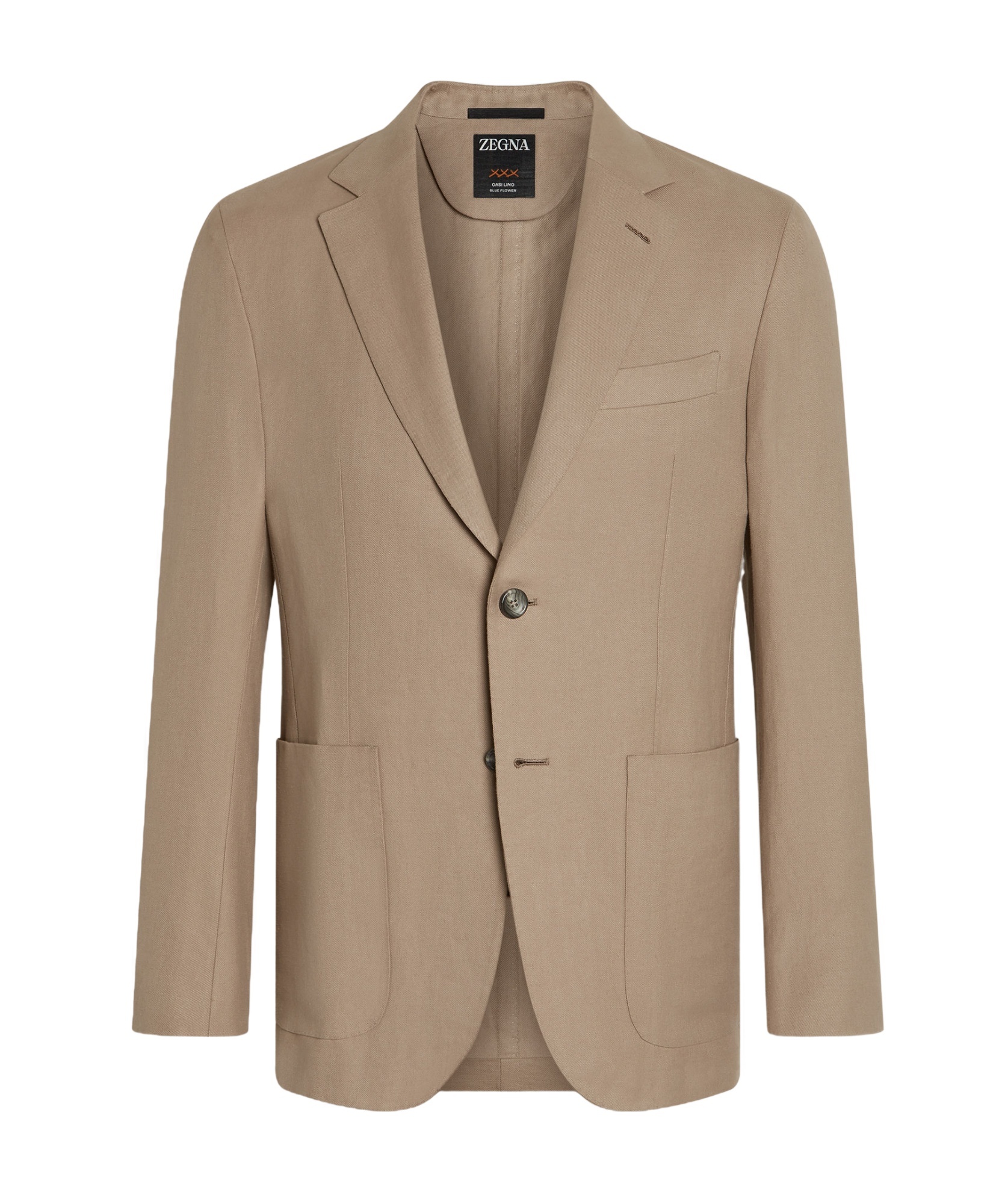 Zegna Light Beige Oasi Lino Blue Flower Jacket In Brown