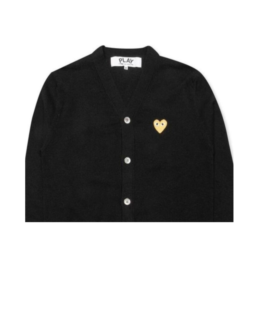 Comme Des Garçons Play Heart Embroidered Cardigan In Black