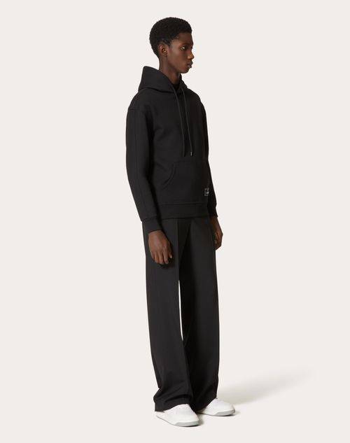 Valentino Logo Patch Drawstring Hoodie In Black