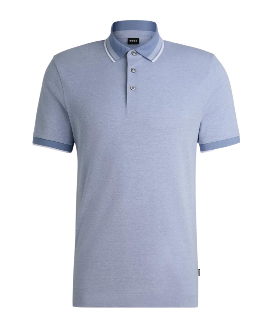 Hugo Boss Boss Prout Tipped Cotton Piqué Polo In Blue