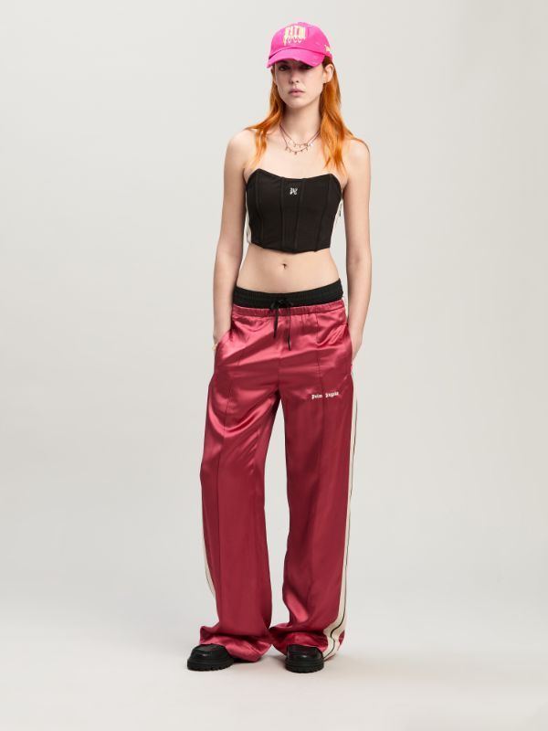 Palm Angels Logo Embroidered Straight Leg Pants In Red