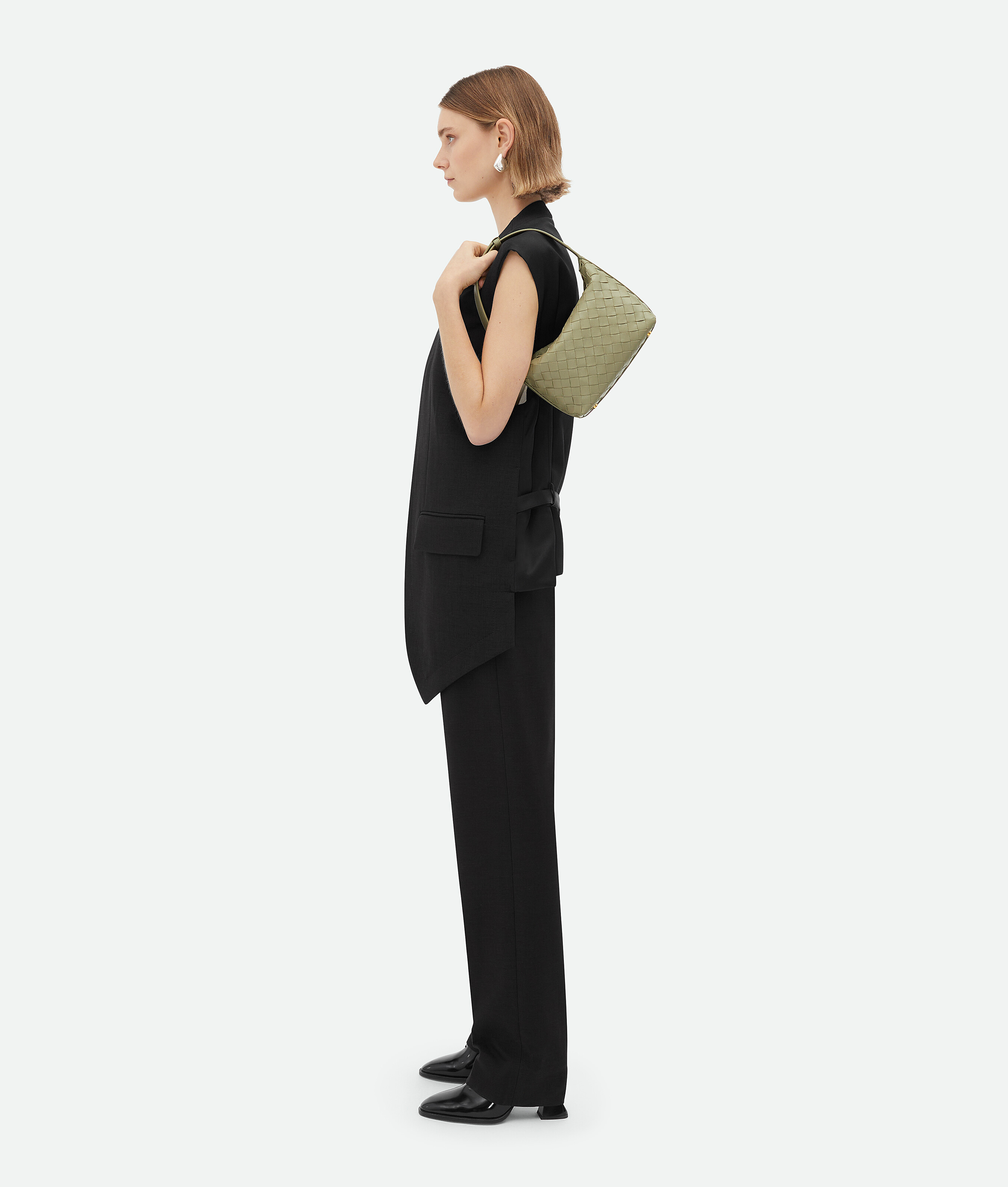 Bottega Veneta Mini Wallace Intrecciato Leather Shoulder Bag In Nude