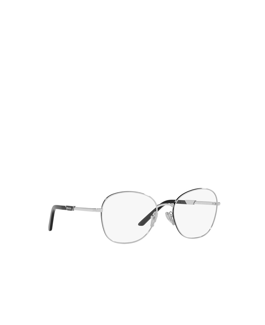 Prada Round Frame Logo Flat Mirror In Gray
