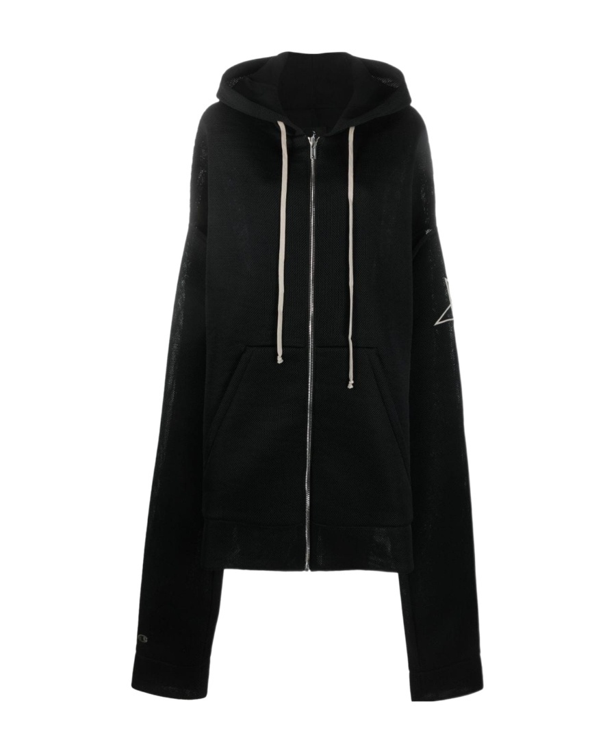 Rick Owens Oversized Zip-up Hoodie In Black