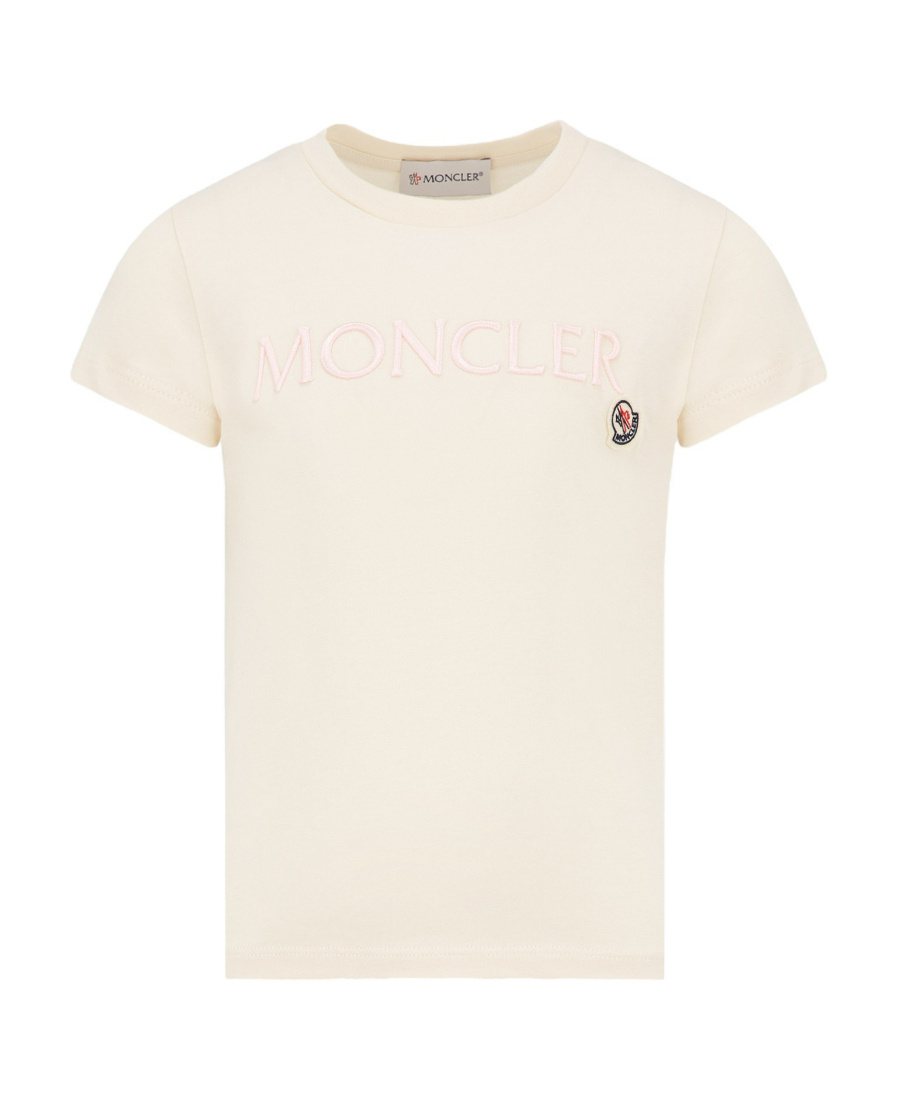 Moncler Embroidered-logo Cotton T-shirt In Nude
