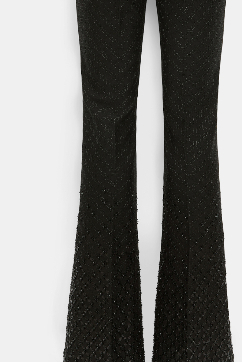 Dorothee Schumacher Degrade Sequin Embellished Flares In Punto Milano In Black