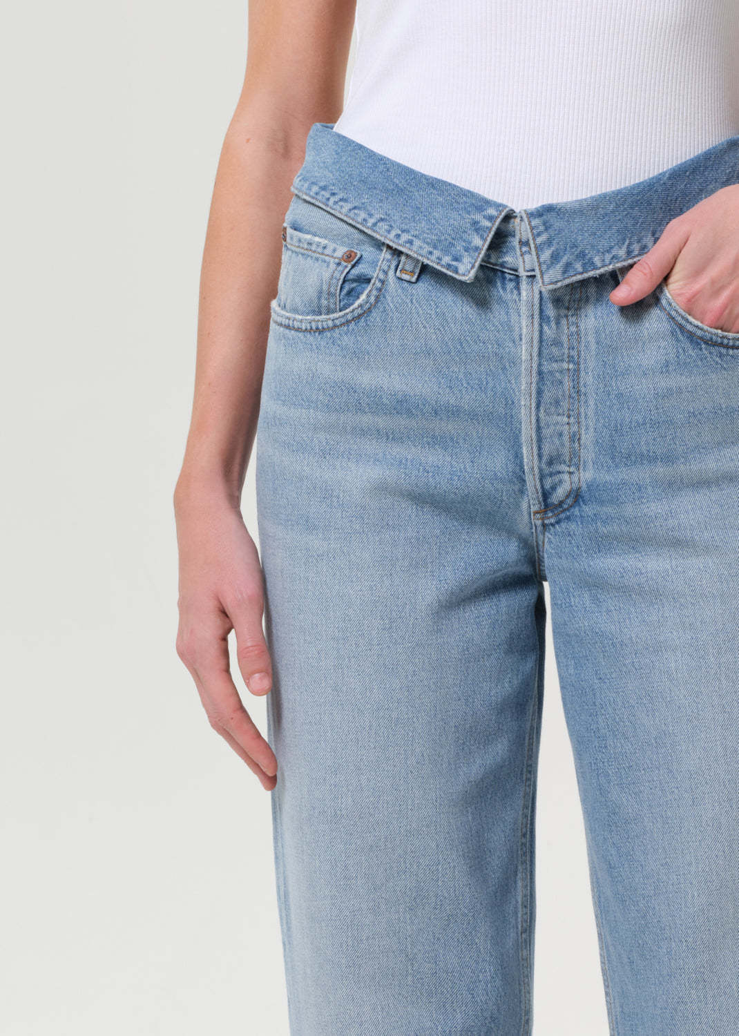 Agolde High Waist Frayed Hem Jeans