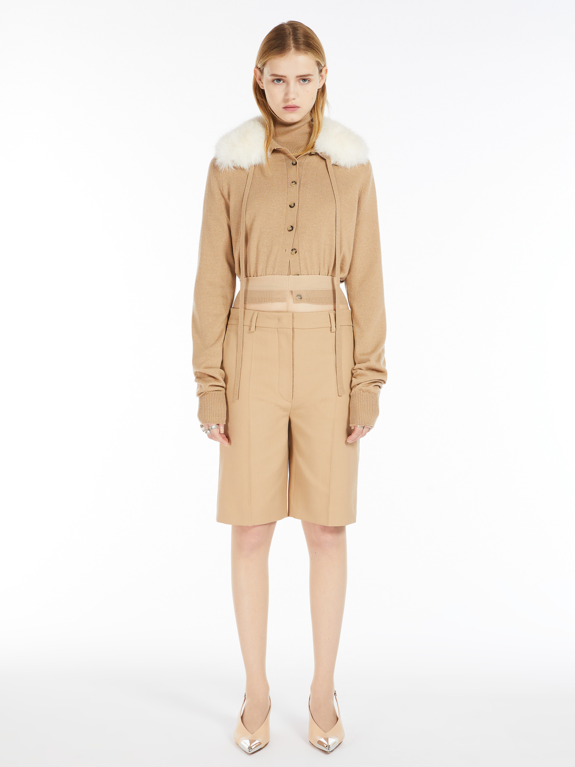 Sportmax Detachable Collar Cardigan In Nude