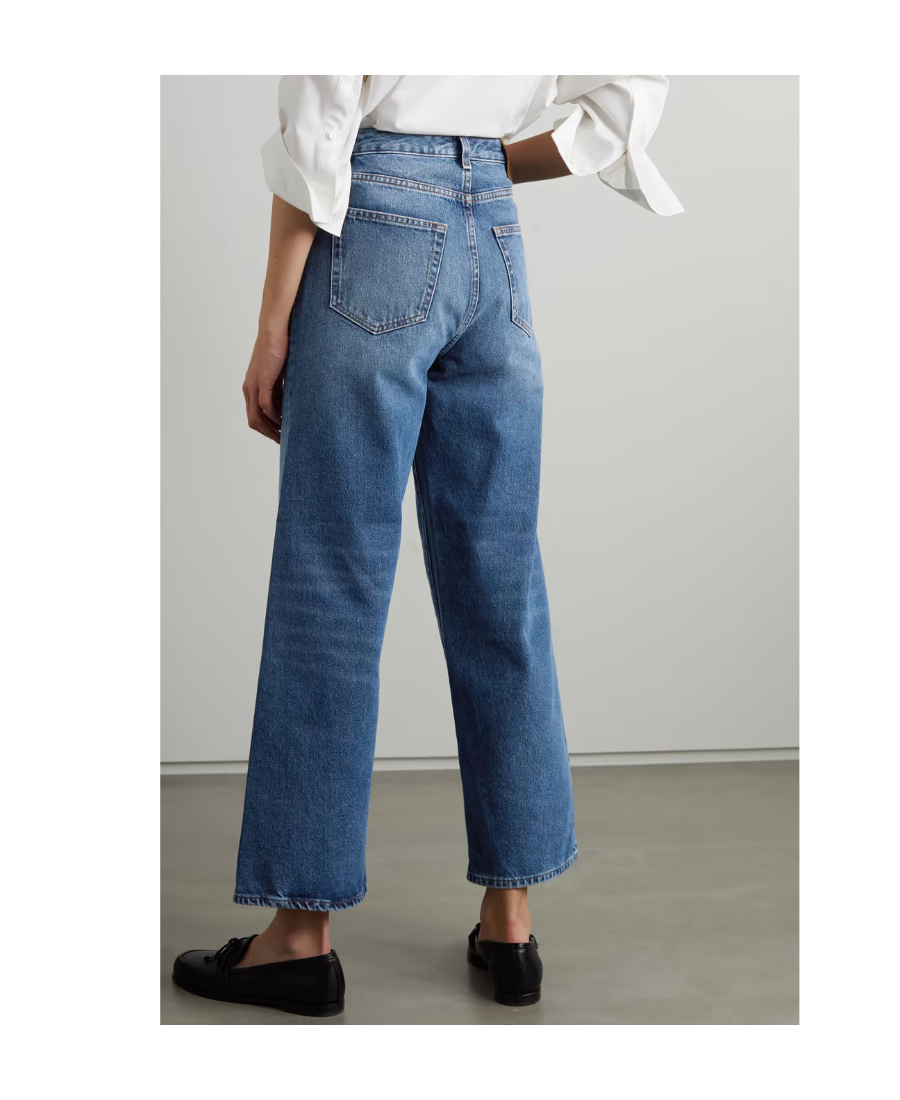 Totême Organic Cotton Cropped Flared Jeans In Blue