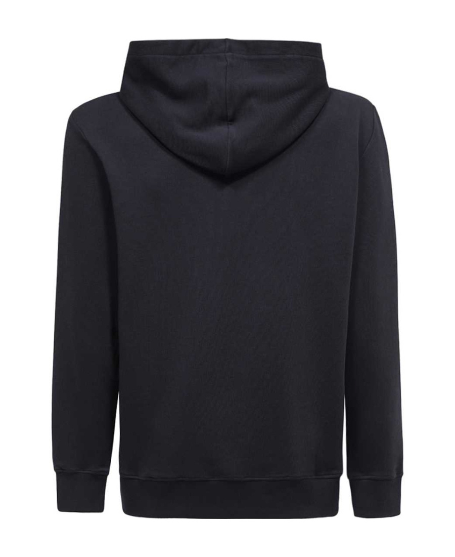 Balmain Logo-embossed Cotton Hoodie In Blue