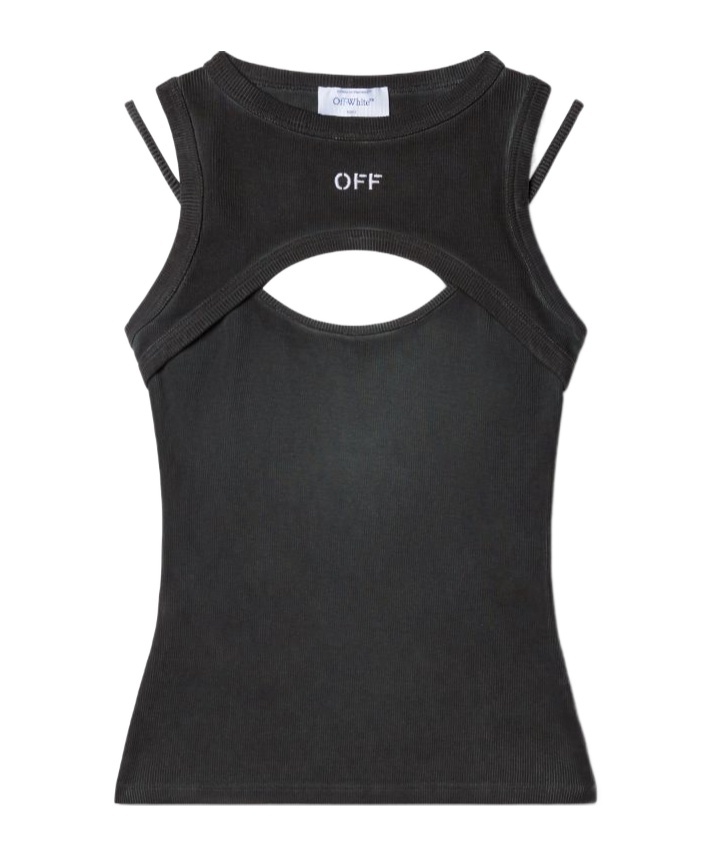 OFF-WHITE CUT-OUT RIBBED TANK TOP 