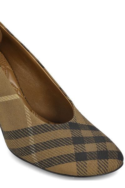 Burberry Tartan Patterned Canvas Pumps With Covered Heel 9cm In Green