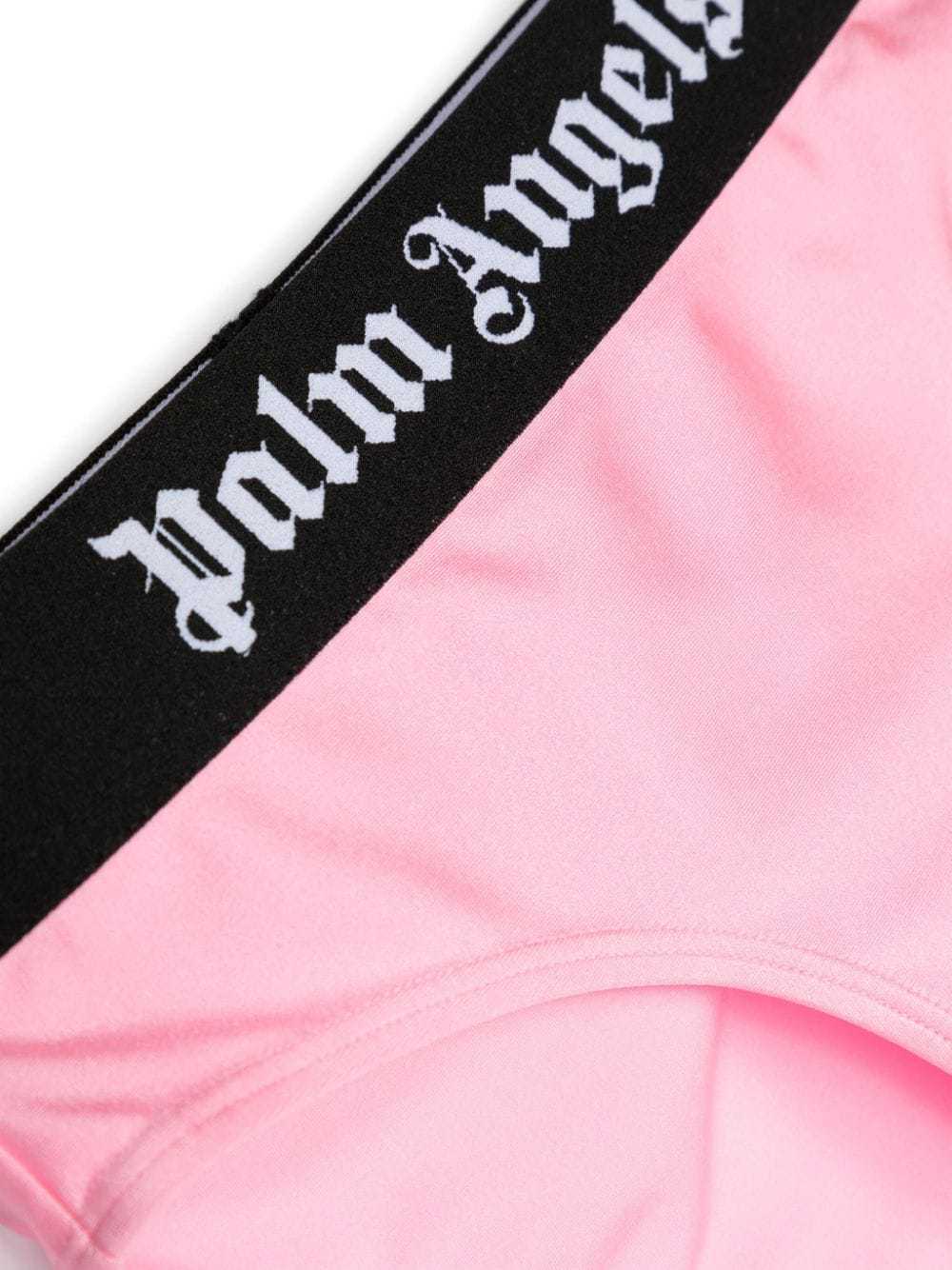 Palm Angels Logo-waistband Satin Bikini In Pink