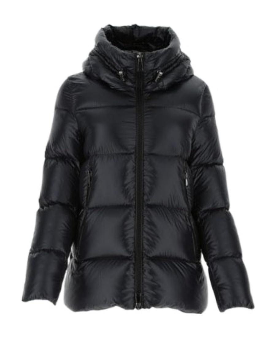 Moncler Drawstring Hooded Down Jacket In Black