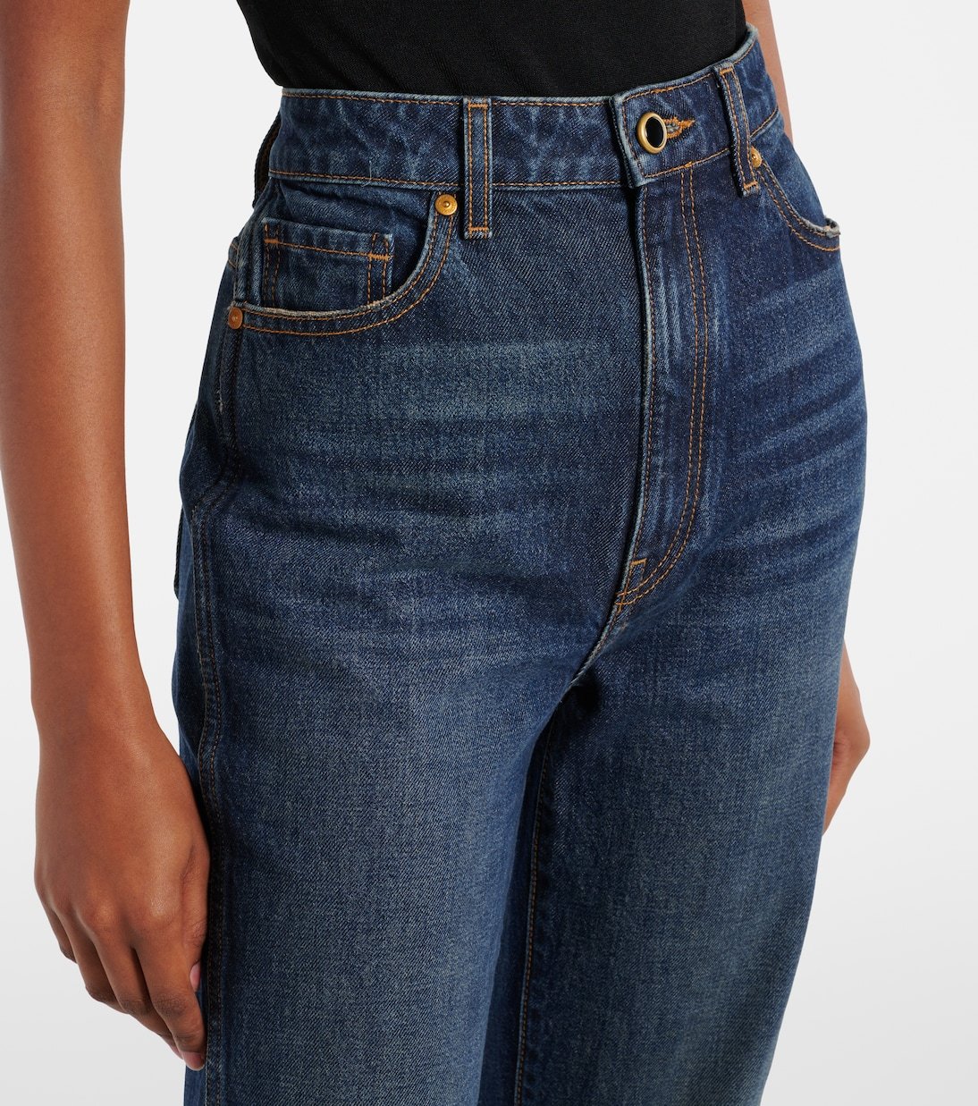 Khaite Danielle High Rise Straight Jeans In Blue