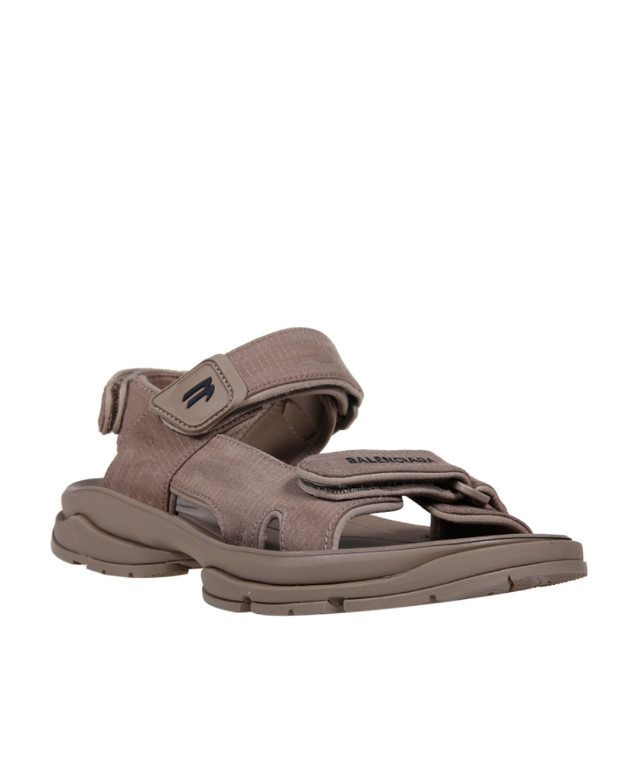 Balenciaga Logo Flat Sandals In Brown