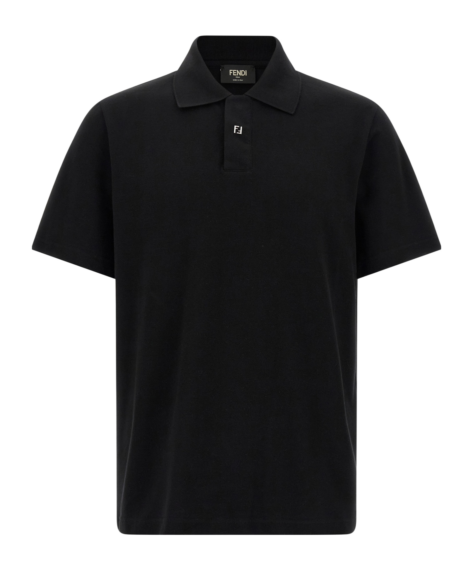 Fendi Polo Shirt Ribbed Short Sleeves In Black