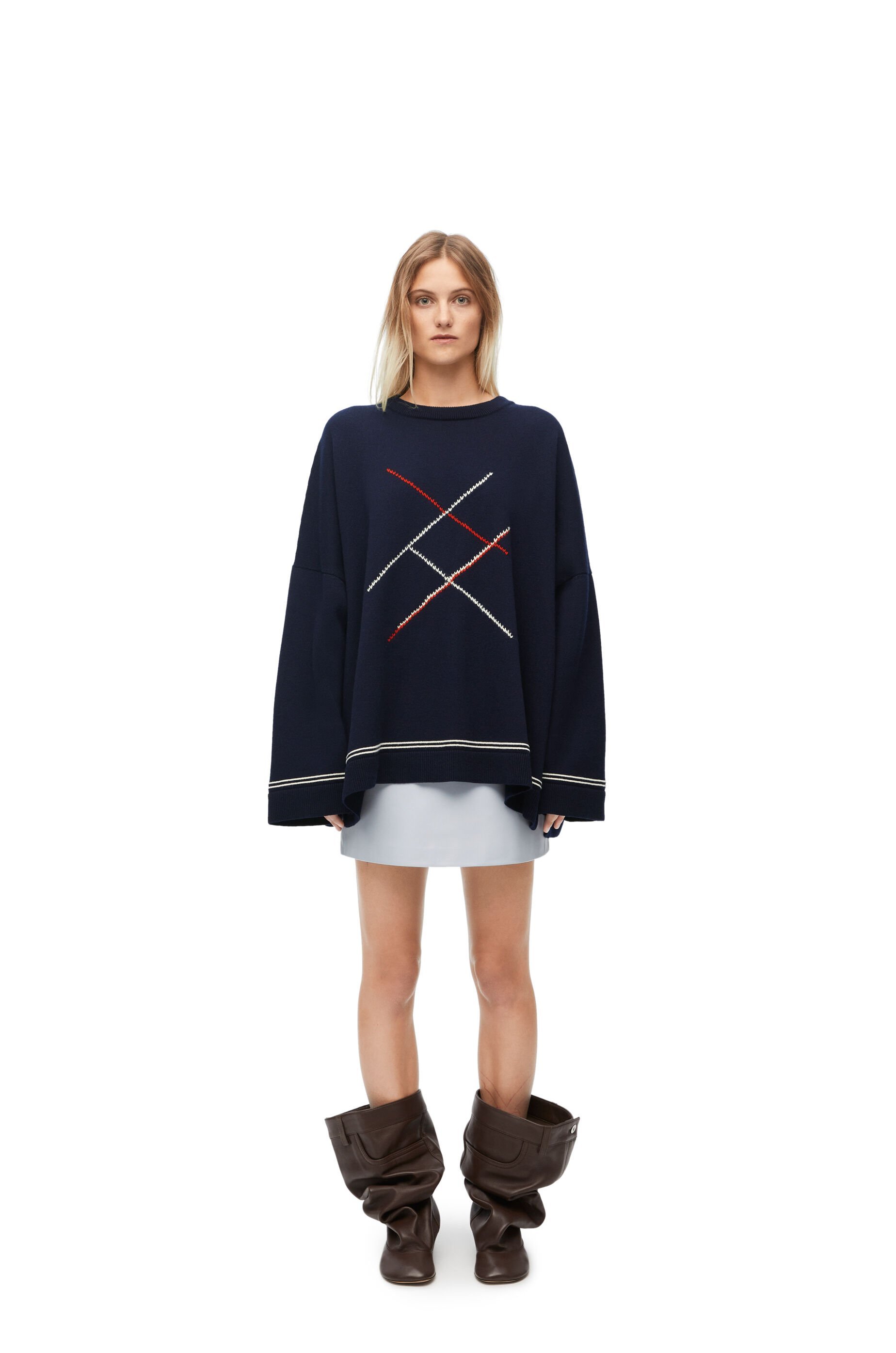 Loewe Diamond Pattern Wool Sweater In Blue