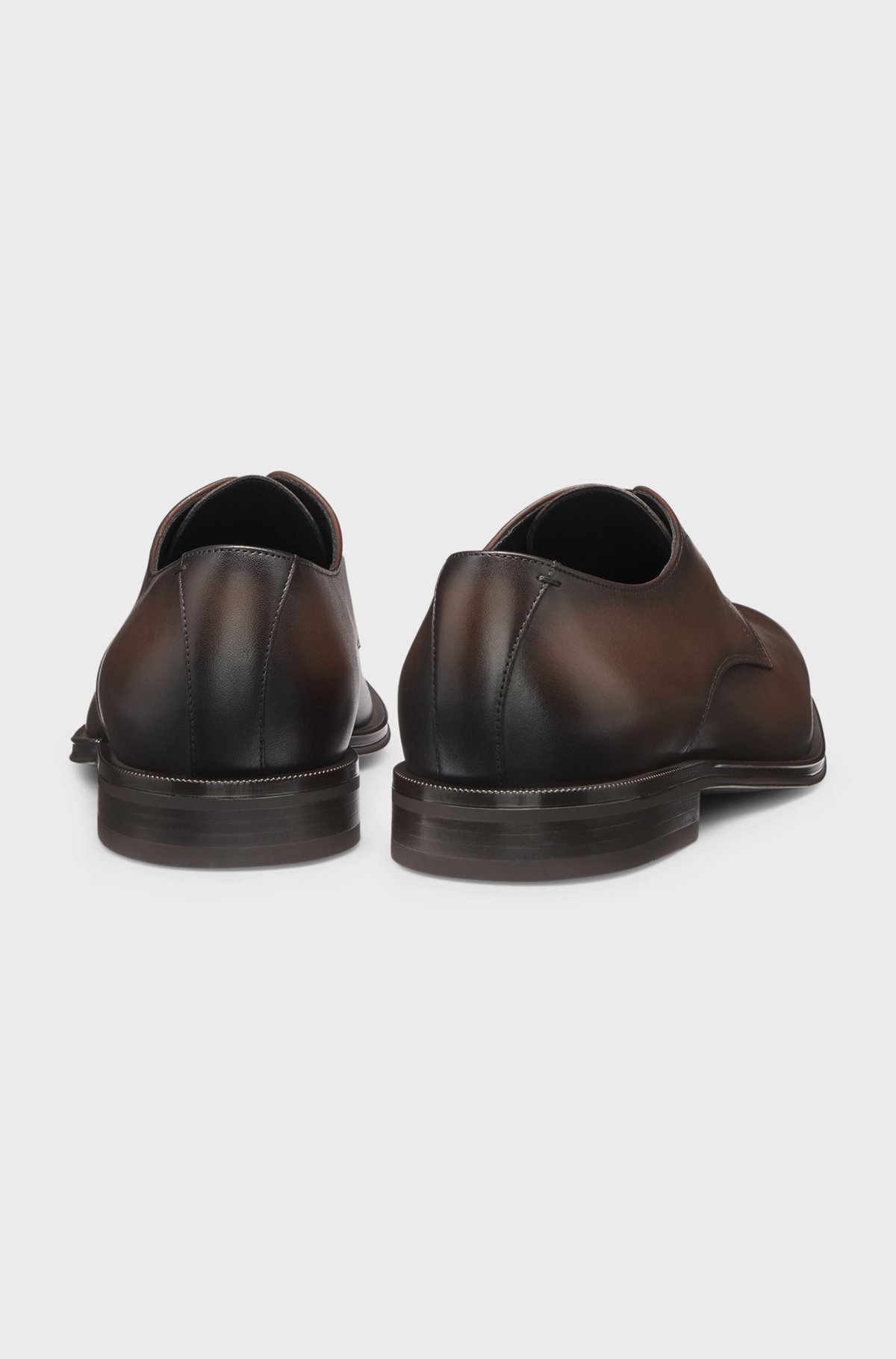 Hugo Boss Leather Derby Shoes With Stitching Details In Black