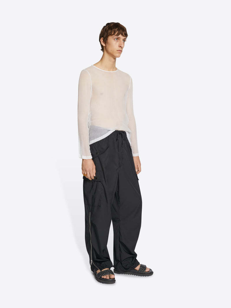 Dries Van Noten Water Repellent Drawstring Cargo Trousers In Black