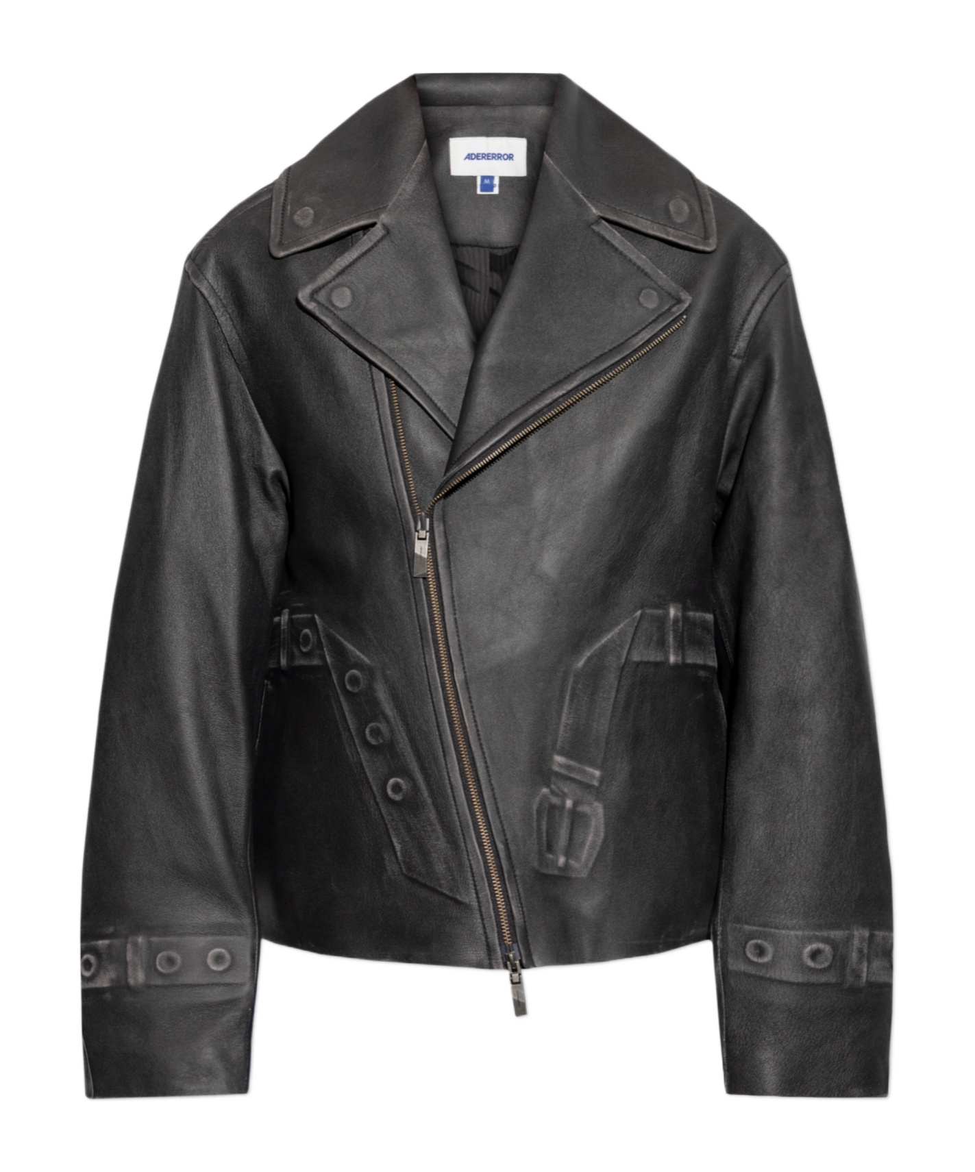 Ader Error Long-sleeved Leather Jacket In Black