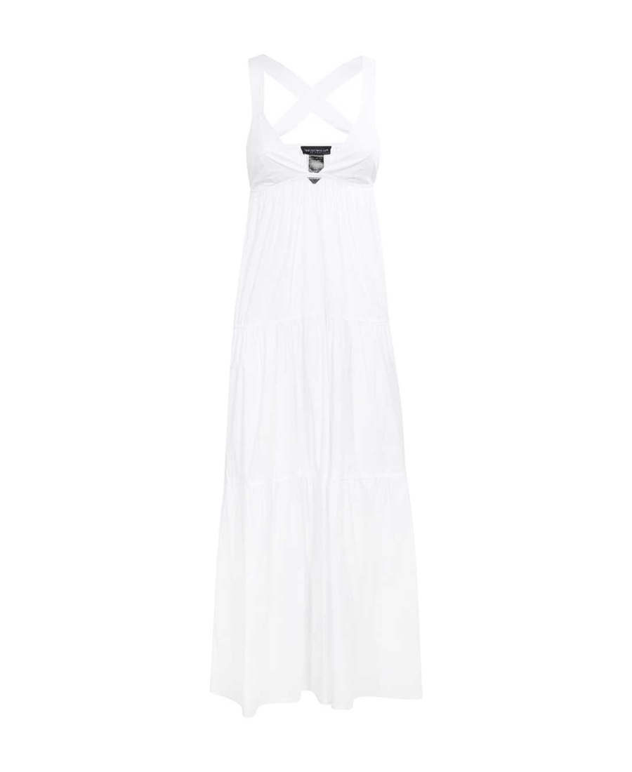 Emporio Armani Tiered Sleeveless Midi Dress In White