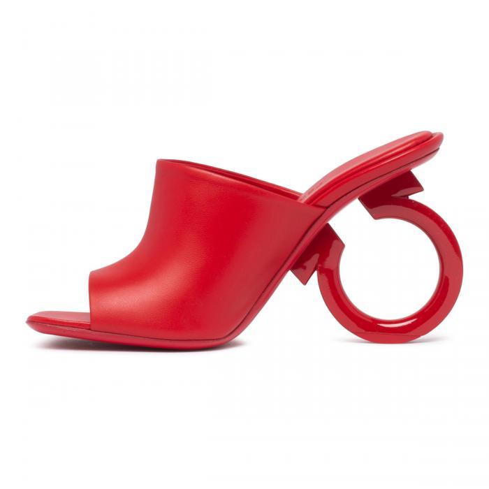 Ferragamo 70mm Open-toe Sculpted-heel Mules In Red