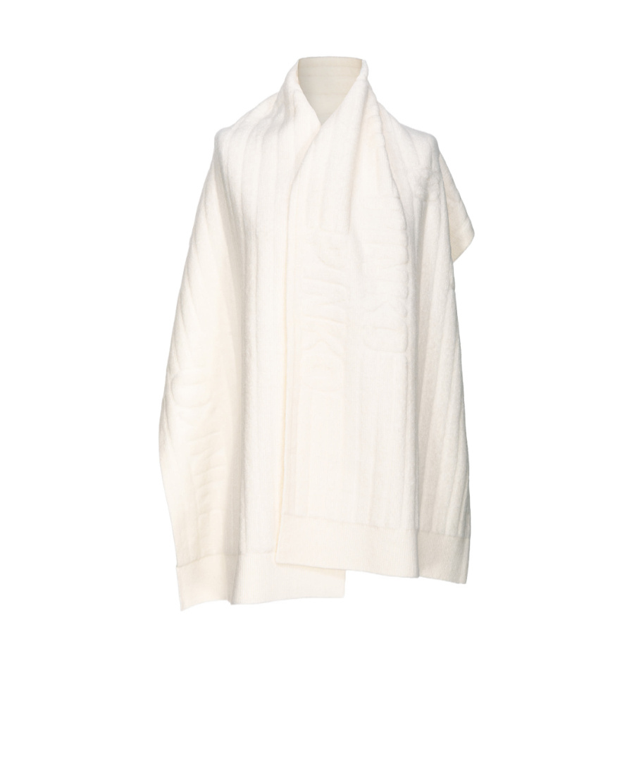 Pinko Intarsia-knit Logo Rectangle Scarf In White