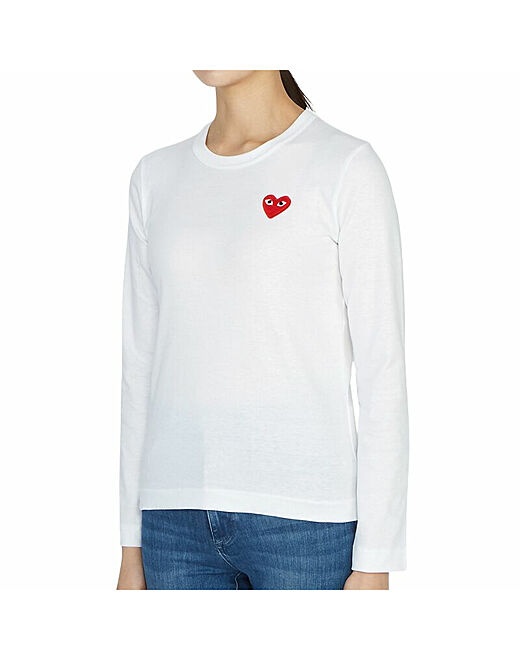 Comme Des Garçons Play Red Heart Long-sleeved T-shirt In White