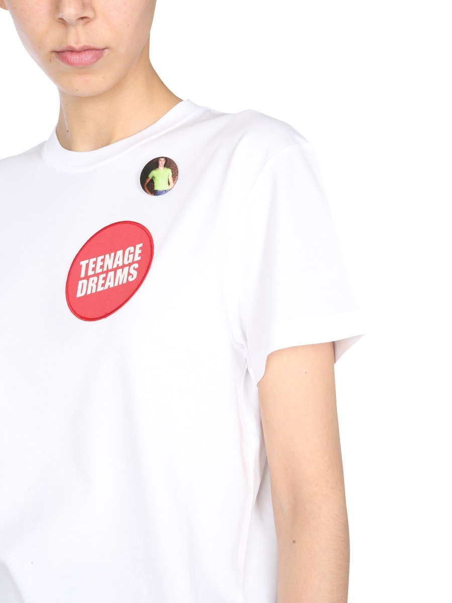 Raf Simons Teenage Dreams-patch Cotton T-shirt In White
