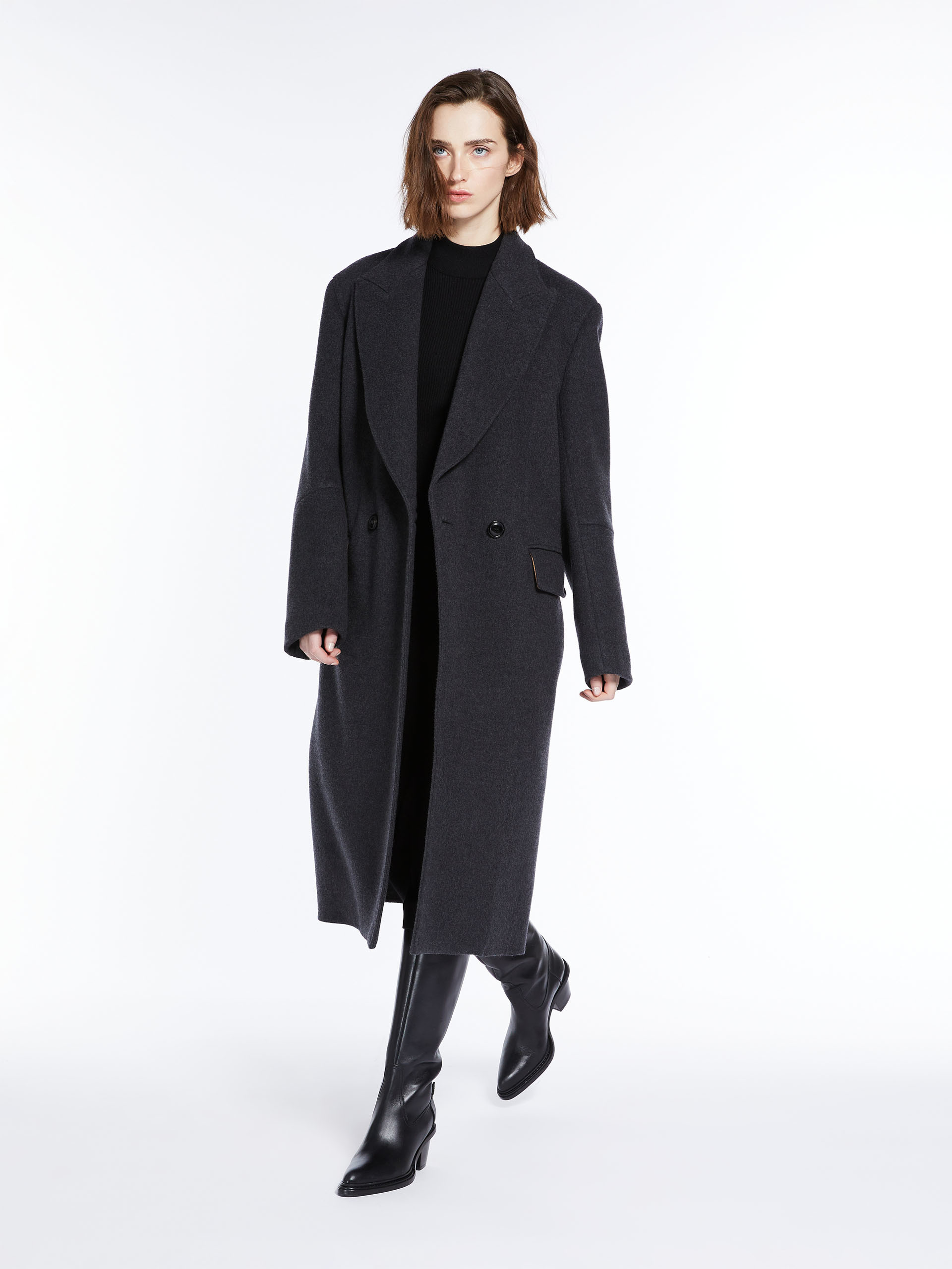 Max Mara Double-breasted Cashmere Coat In Gray