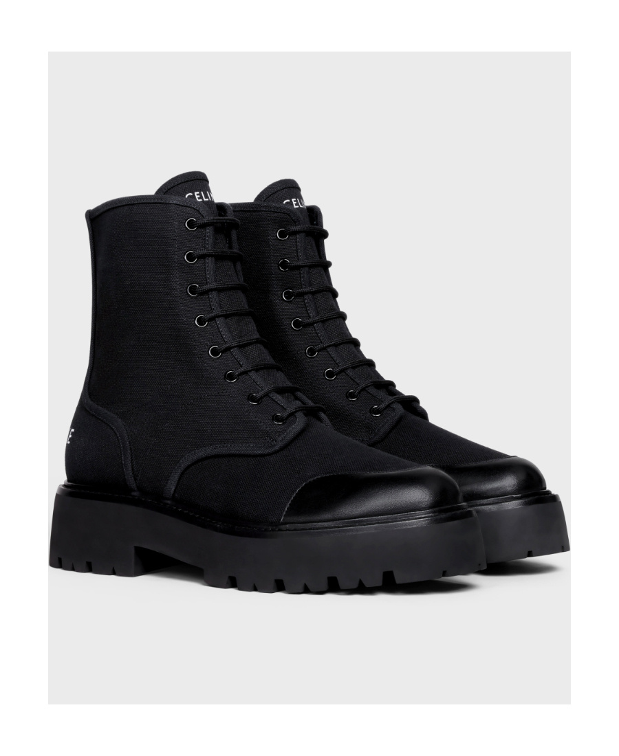 Celine Lace Up Short Boots In Black