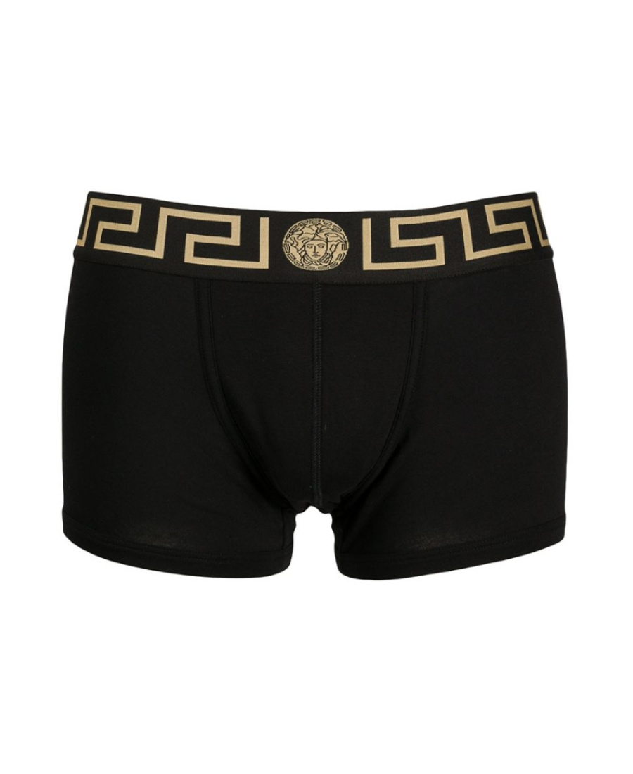 Versace Black Briefs With Elastic Waist With Medusa Print In Black