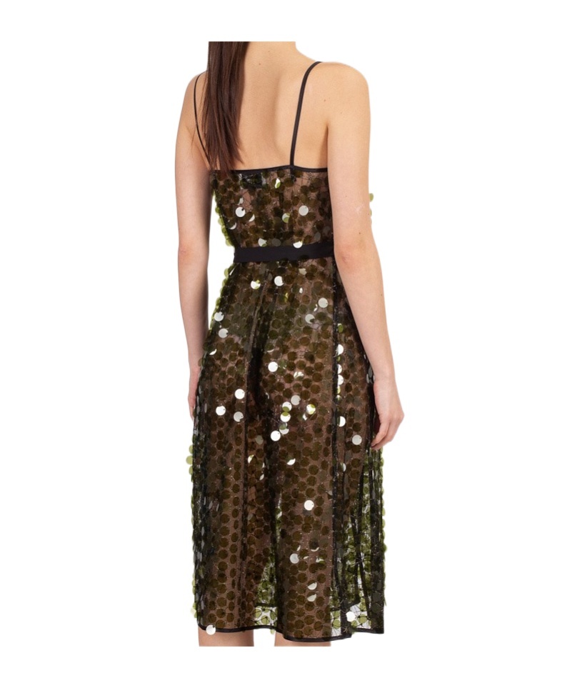 Coperni C-logo Sequin Wrap Slip Dress In Black