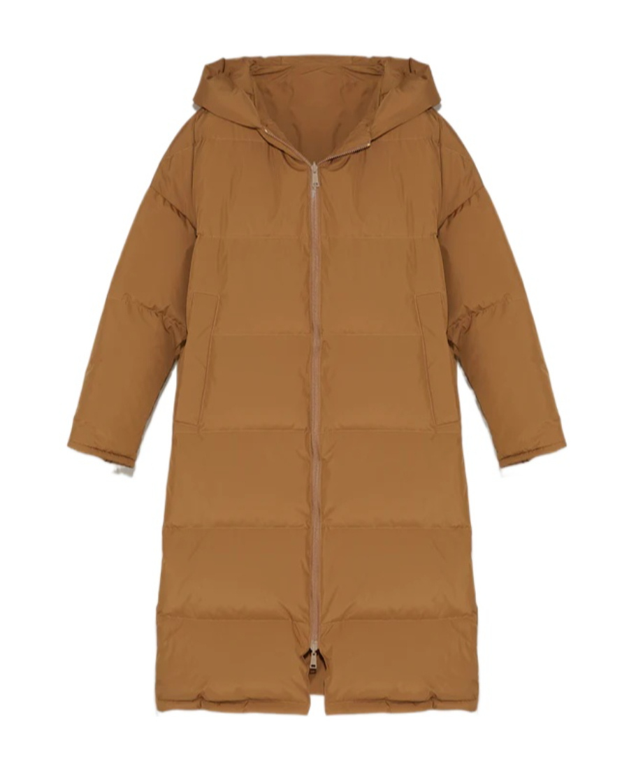 Shop Yves Salomon Zipped Hooded Coat In Brown