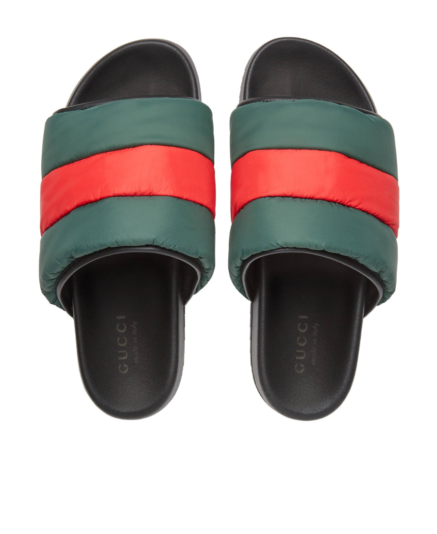 Shop Gucci Web-stripe Open-toe Slides In Green