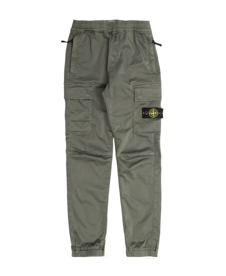 STONE ISLAND STONE ISLAND JUNIOR COMPASS-MOTIF ELASTIC WAIST TROUSERS