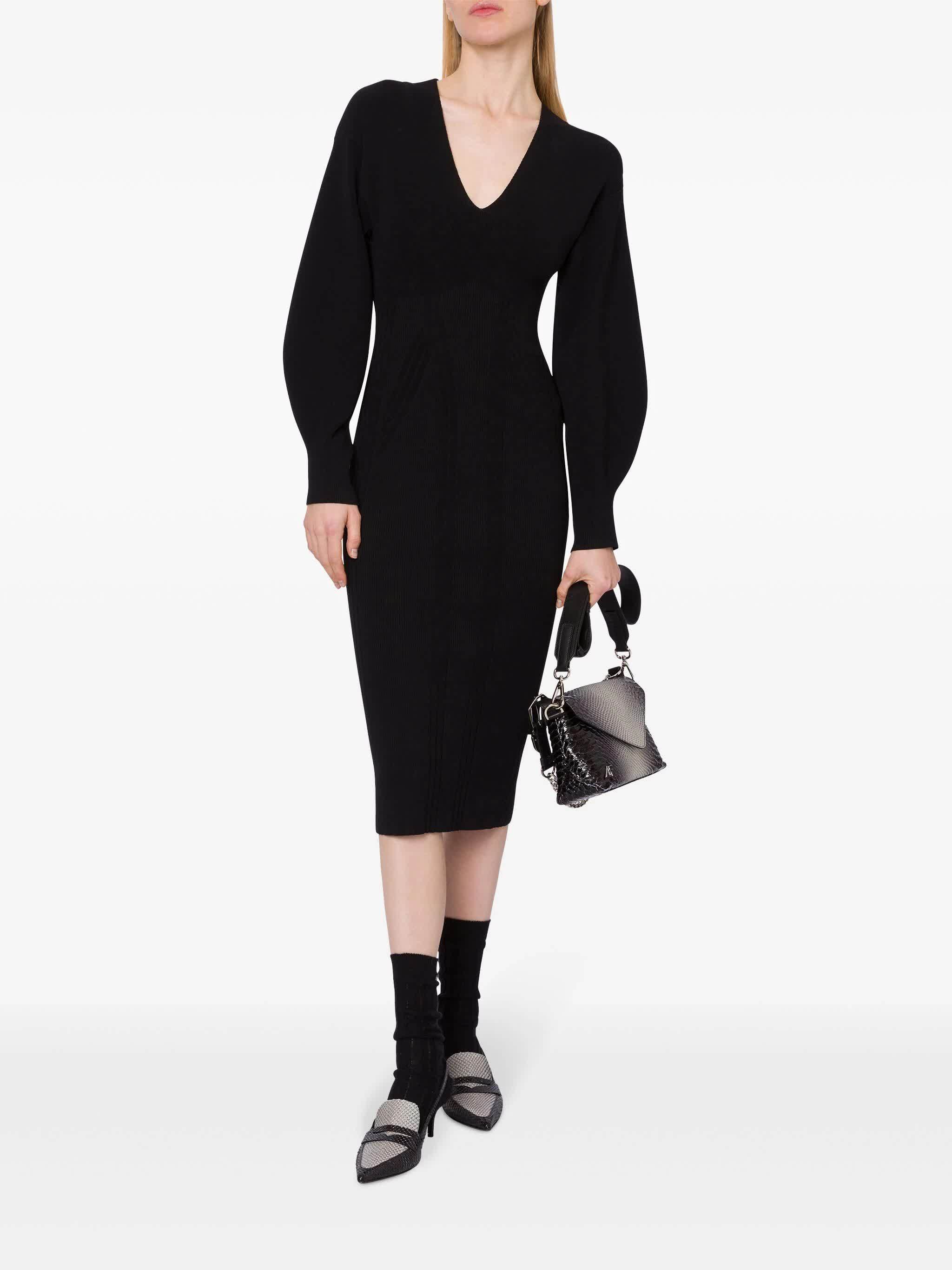 Alberta Ferretti Knit Dress Voluminous Sleeves In Black
